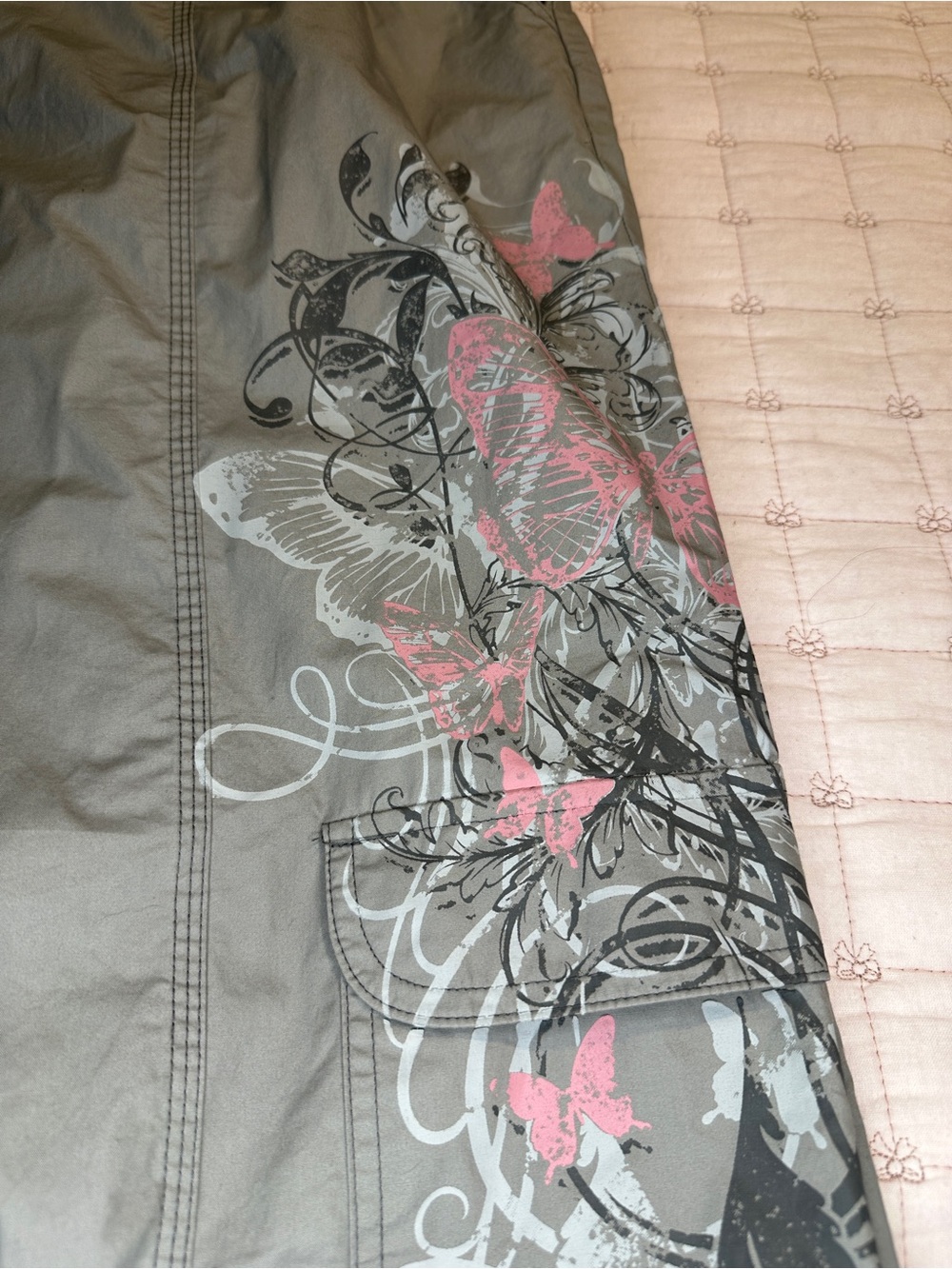 wild fable Cargo/Parachute Pants with Pink Floral-Butterfly Print - Picture 2 of 11